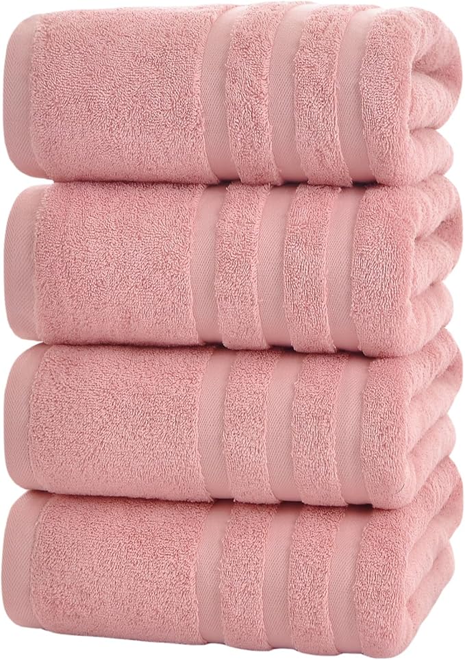 Bath Towels 4 Pack, 30 x 60 Inches, Large 100% Cotton Towels, Comfortable by Velqora
