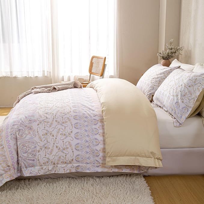 OAITE Duvet Cover Set Twin Size Floral Pattern Ultra Soft 100% Cotton Duvet - Image 5