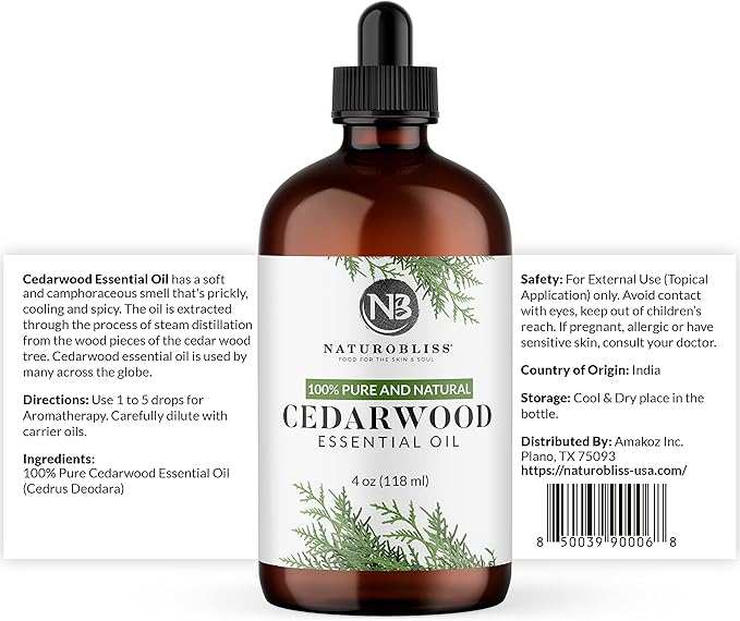 NaturoBliss Cedarwood Essential Oil – Huge 4 Fl Oz – 100% Pure and Natural – - Image 4
