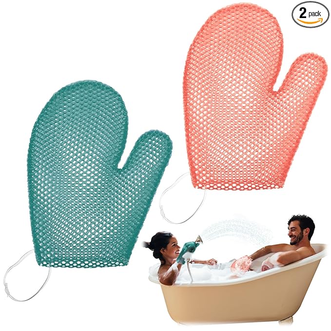 Karenhi 2 Pcs Honeycomb Exfoliating Glove Bath Mitt Body Spa Scrubber, by Karenhi