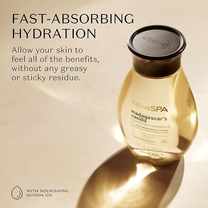 Nativa SPA by O Boticário, Madagascar Vanilla Body Oil, Soothing & Moisturizing - Image 3