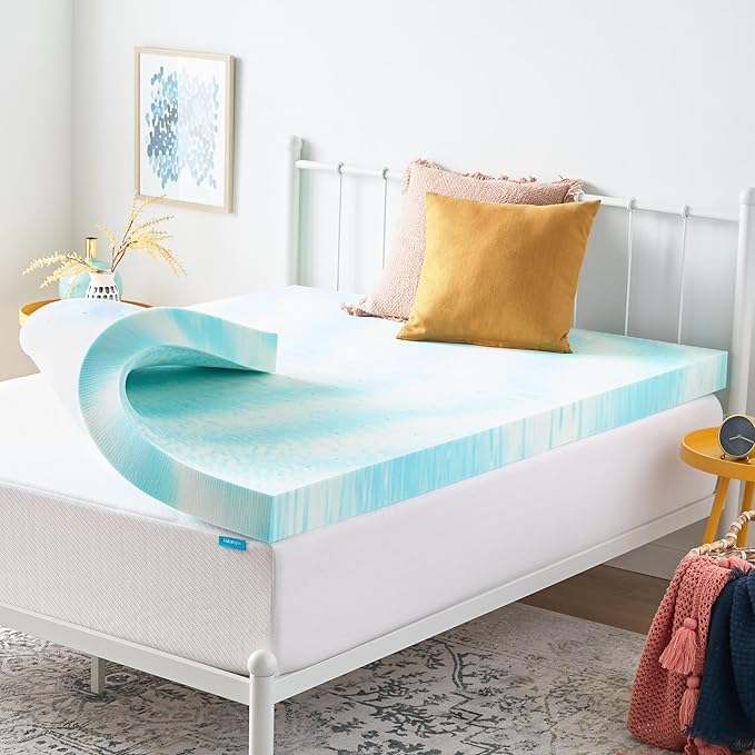 Linenspa 4 Inch Swirl Gel Memory Foam Mattress Topper, Full Size – Cooling Gel by Linenspa