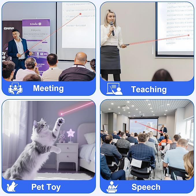 Presentation Clickers for PowerPoint with Timer, Wireless Rechargeable Laser Pointer for Laptop Presentations Remote, Power Point Remote Clicker for Computer/Mac/PPT/Google Slide Advancer