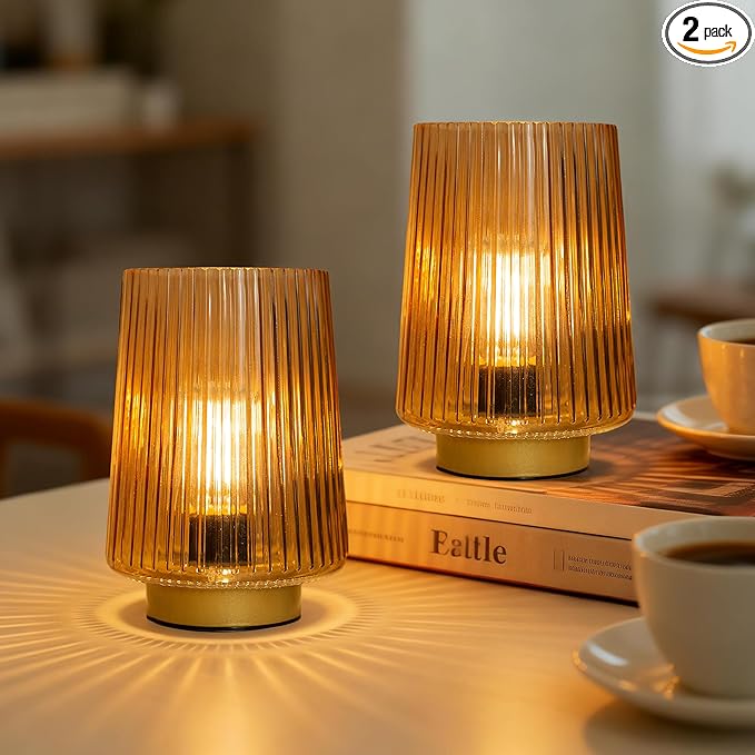 Battery Operated Lamp with Timer, Aesthetic Cordless Battery Powered Accent Lamp by LUSHARBOR