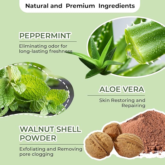 Armpit Detox Scrub 8.8 oz with Peppermint, Aloe Vera and Walnut Shell Powder - Image 3