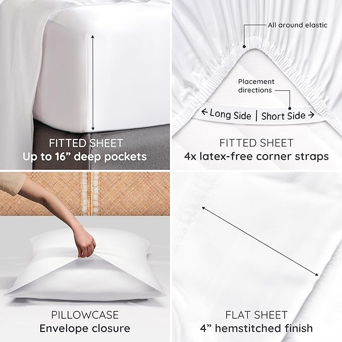Bambaw 100% Viscose Derived from Bamboo Queen Size Sheet Set - Image 5