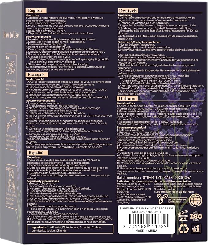 8 Pack Lavender Steam Eye Mask for Dryness, Strain & Relaxation, Heated Eye - Image 9