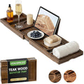 Venusmiles Teak Bathtub Tray Caddy, Foldable Bath Tray by Venusmiles
