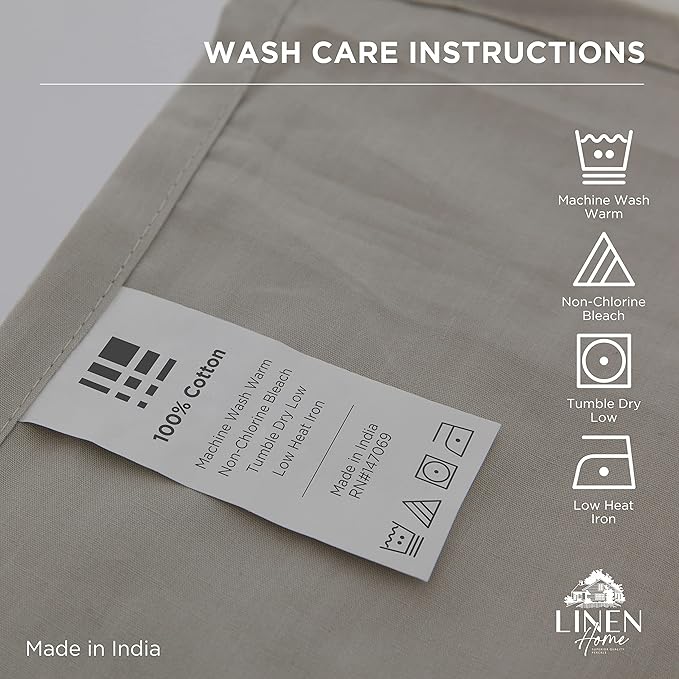 Linen Home 100% Cotton Percale 1 Flat Sheet, Full Size - Image 4
