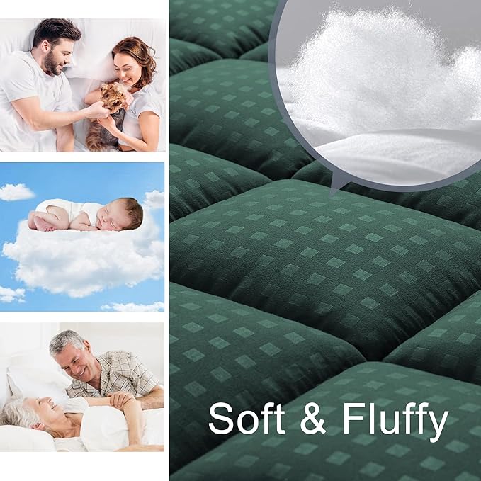 HYLEORY Full Mattress Pad Quilted Fitted Mattress Protector Cooling Pillow Top - Image 3