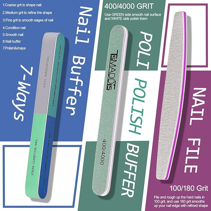 TsMADDTs Cuticle Pusher Nail File Kit, Nail Buffers and Files - Image 5
