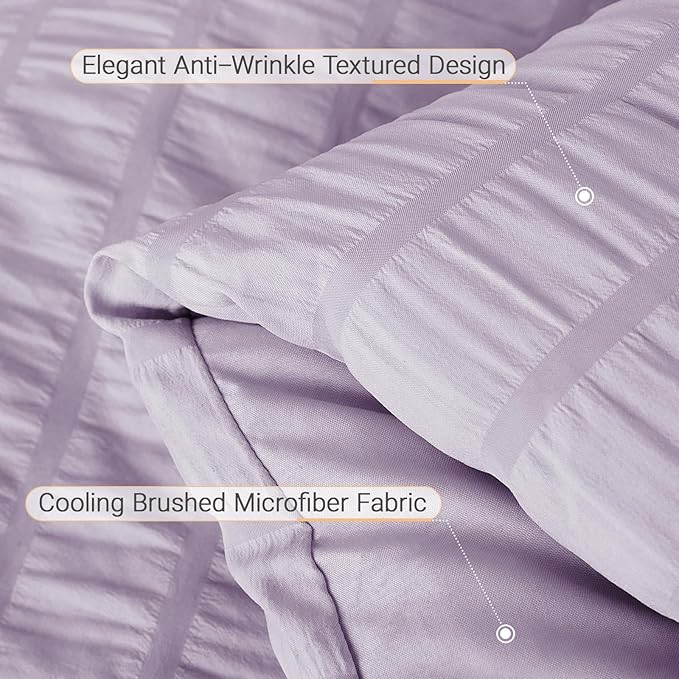 MUXHOMO 7 Pieces King Comforter Set, Seersucker Bed in a Bag King Size - Image 6