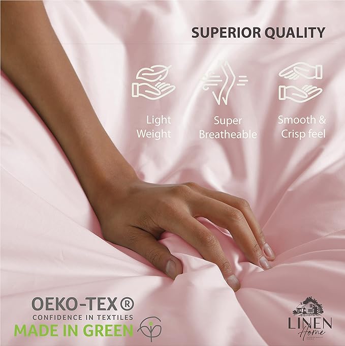 Linen Home 100% Cotton Percale Sheets Twin Size, English Rose, Deep Pocket - Image 7