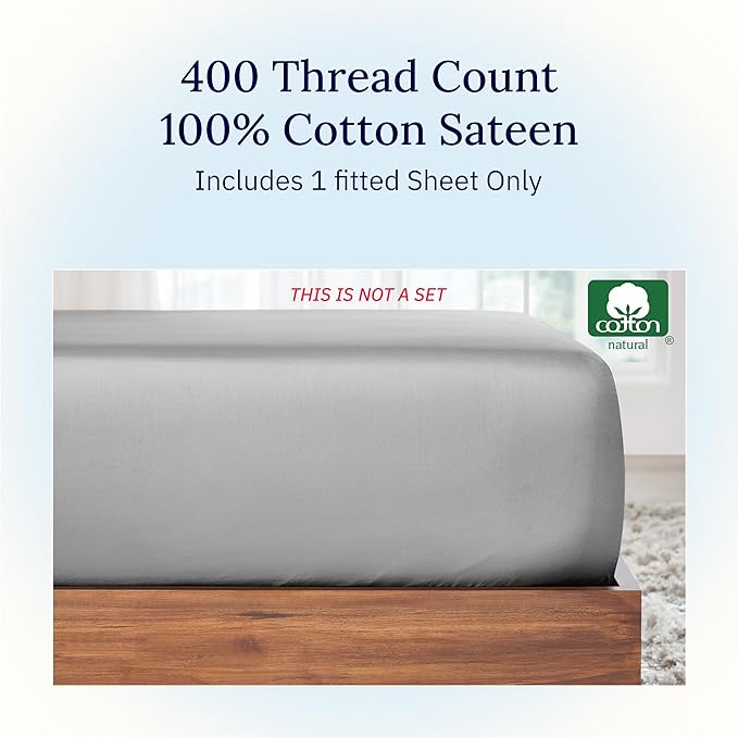 California Design Den Twin XL Bed Fitted Sheet, Soft 400 Thread Count 100% - Image 3