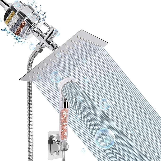 HarJue Filter Shower Head, High Pressure 8 Inch Rainfull by HOME