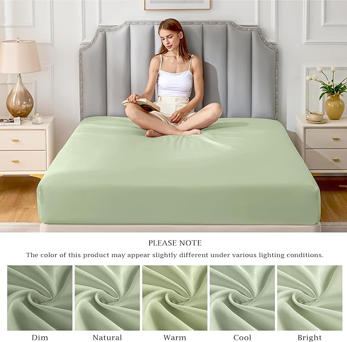 FreshCulture Pure Cotton Fitted Sheets California King Size, 300 Thread Count - Image 7
