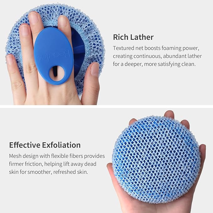 Silicone Body Scrubber & Scrub Nets, BEAUTAIL 4 Pack – Rich Foam and Exfoliation - Image 4