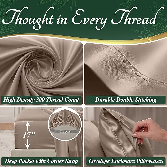 DECOLURE 100% Viscose Derived from Bamboo Sheets Twin Size - Image 4