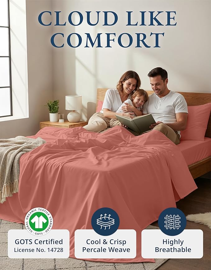 LANE LINEN 100% Organic Cotton California King Sheets Set, 4-Piece Pure Organic - Image 2