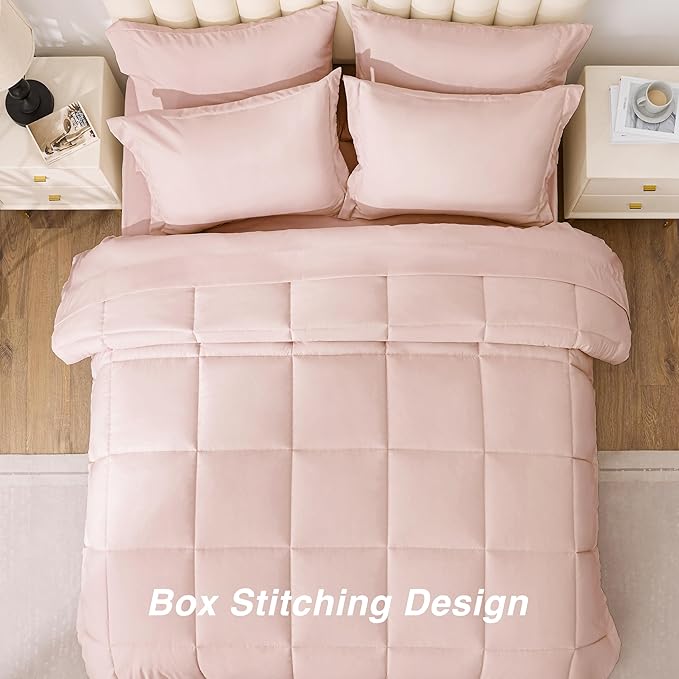 Love's cabin Twin Comforter Set Blush Pink, 5 Pieces Twin Bed in a Bag - Image 4