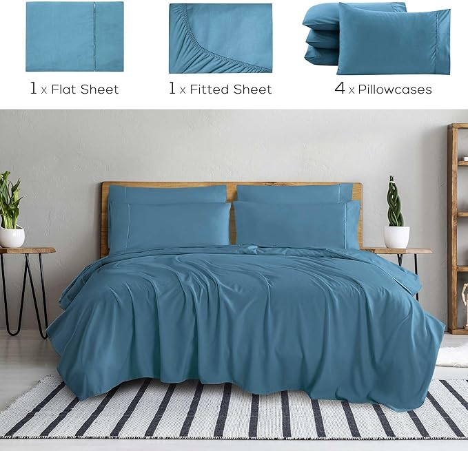 Mueller Ultratemp Bed Sheets Set, Super Soft 1800, 6 Piece California King - Image 2
