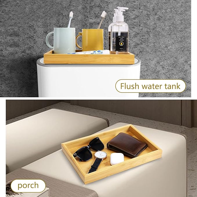 Natural Bamboo Vanity Tray, Sink Tray, Smooth and Thick Wooden Tray - Image 5