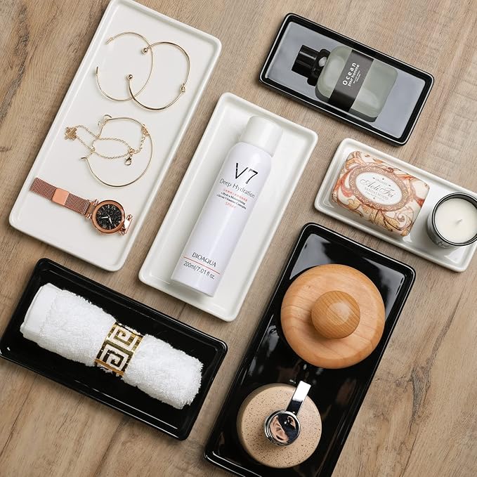 Gurygo 2 Pack 10" Bathroom Tray, Ceramic Vanity Trays - Image 2