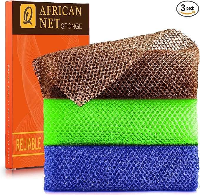 UJFQBH 3 Pieces African Bath Sponge African Net Long Net Bath Sponge by BuyNow