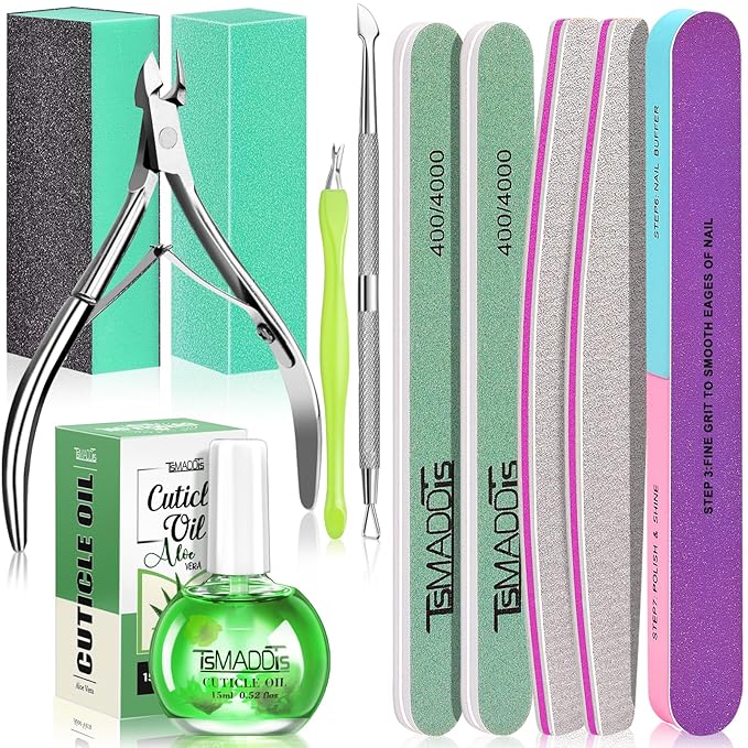 TsMADDTs Cuticle Pusher Nail File Kit, Nail Buffers and Files by TsMADDTs