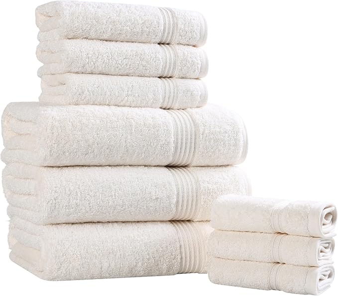 Superior Egyptian Cotton 9-Piece Towel Set, Guest Bath Decor Essentials - Image 2