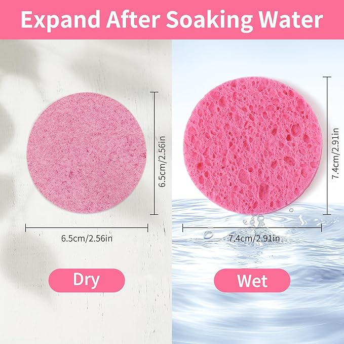 100-Count Compressed Facial Sponges, Natural Cellulose Face Sponges - Image 6