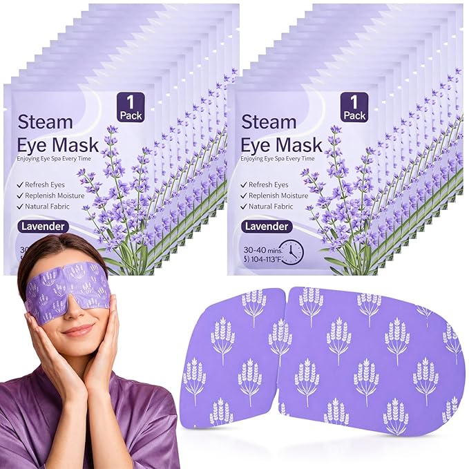 200 Pcs Steam Eye Masks for Dry Eyes Lavender Self Heated Steam Warm Eye Mask by Croloose
