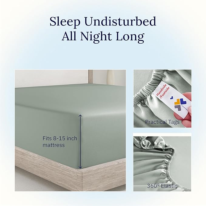 California Design Den Twin Bed Fitted Sheet, Soft 400 Thread Count 100% Cotton - Image 6