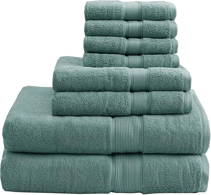 Madison Park 800GSM Bathroom Towel Set of 8 100% Cotton Bath Towel Set by MADISONPARK