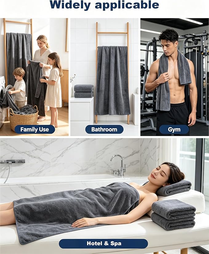 Lumimi Towels 4 Pack Soft Microfiber Bath Towel Set Salon Gym Yoga Travel Very - Image 3