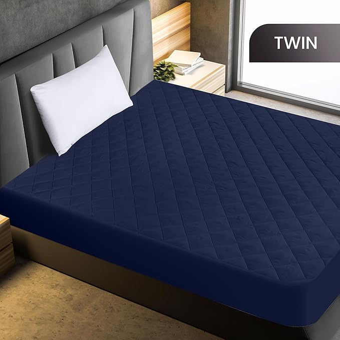 Utopia Bedding Quilted Fitted Mattress Pad, Twin Size, Elastic Fitted Mattress - Image 2