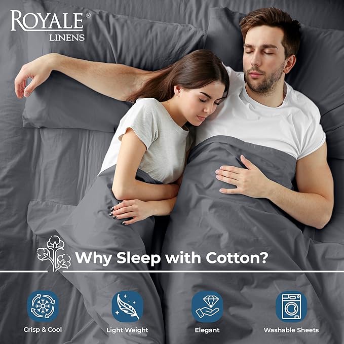 Royale Linens 100% Organic Cotton Queen Flat Sheet Only - Image 3