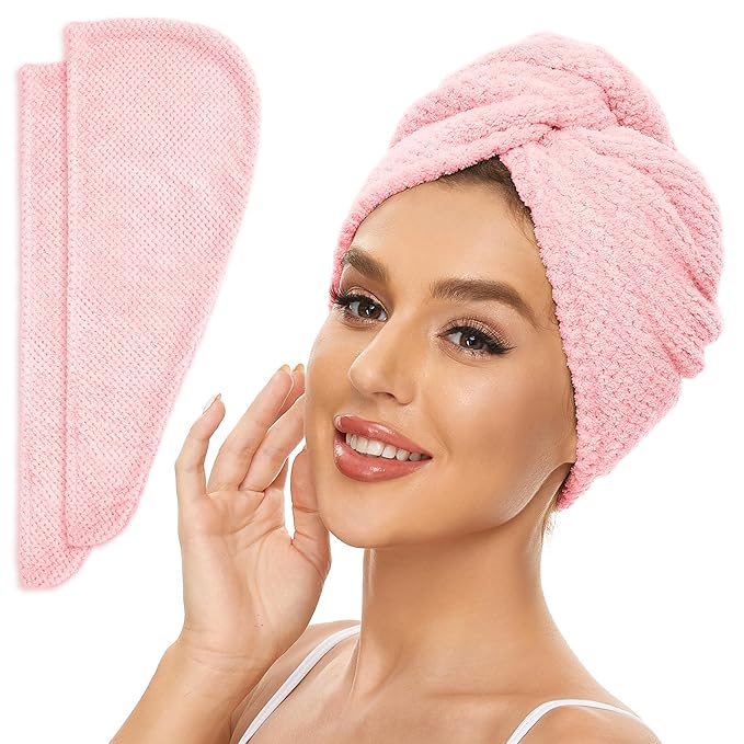 SimpleField 2 Pack Microfiber Hair Towel Wrap by SimpleField