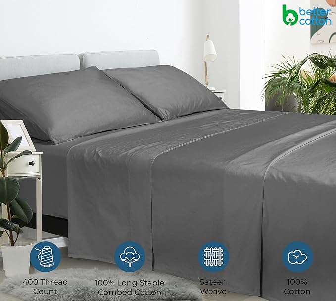 Royale Linen 400 Thread Count 100% American Grown Cotton Flat Sheet - Image 7