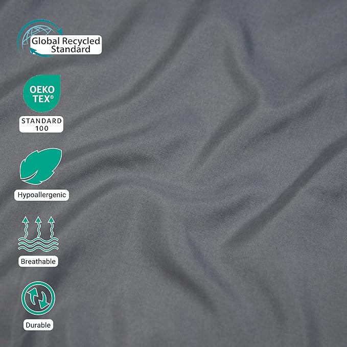 ZPECC Queen Flat Sheet Only 1 Pack, Durable Dark Gray Top Bed Sheets - Image 2