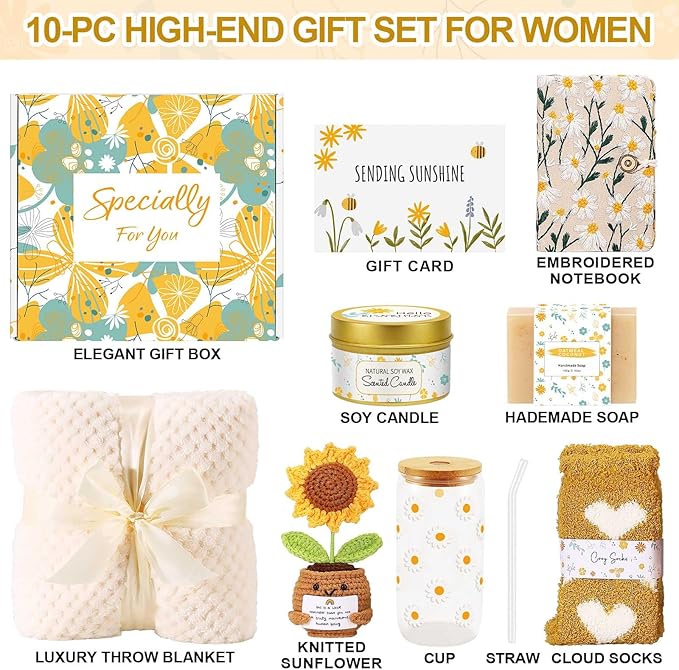 Self Care Gifts for Women Gift Baskets，Sending Sunshine Thinking of You Care - Image 3