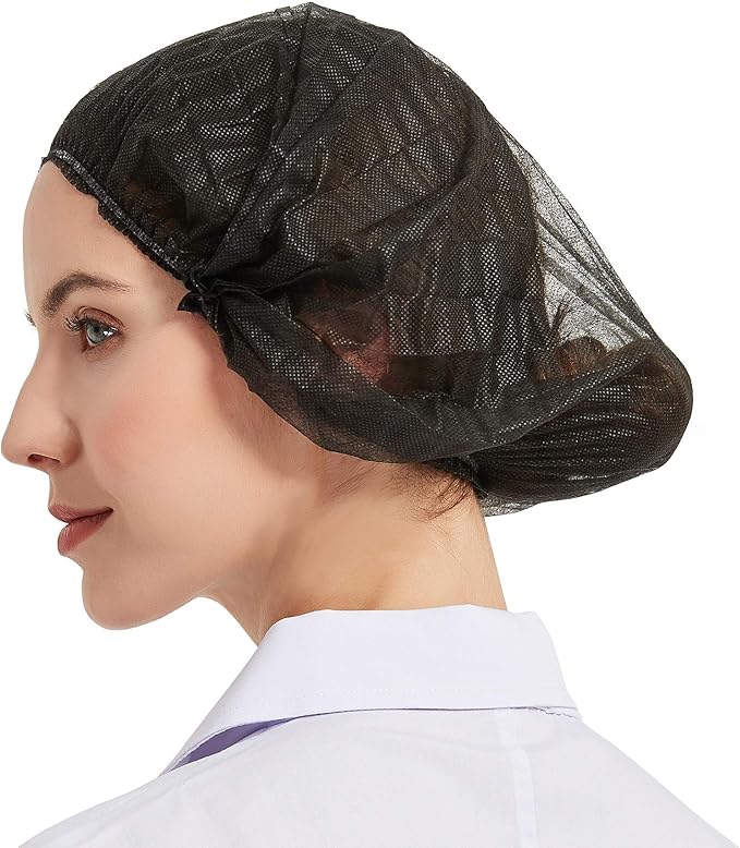 ProtectX 500-Pack Black Disposable Hair Nets, Elastic Head Cover, Bouffant Caps - Image 2