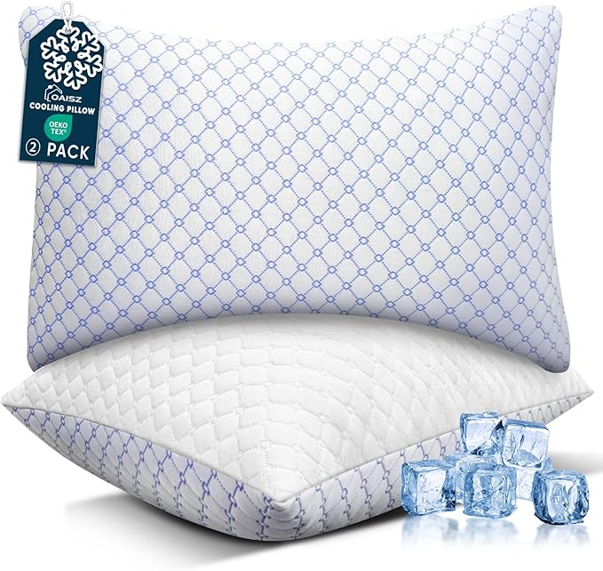 OAISZ Cooling Pillow Queen Size Set of 2, Shredded Memory Foam Bed Pillows by OAISZ