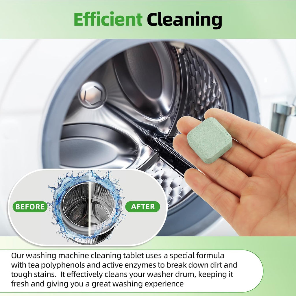 (30-Pack) Laundry Machine Cleaner, Washer Cleaner, for Front-Loaders, Top-Loaders, HE Machines, Easily Removes Residue, Septic Safe, Over a 12-Month Supply