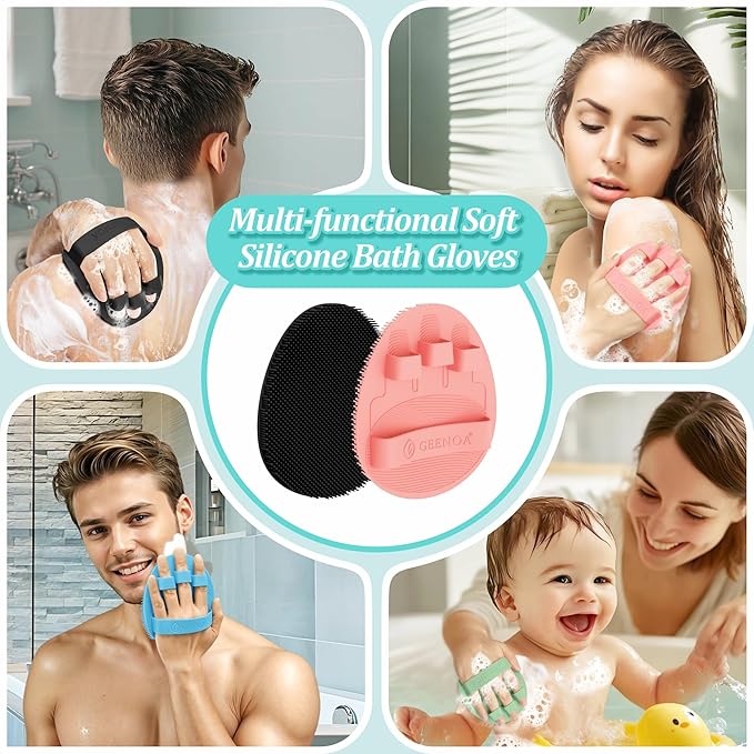 Silicone Bath Gloves 2PCS, 360° Anti-Slip Silicone Body Scrubber - Image 6