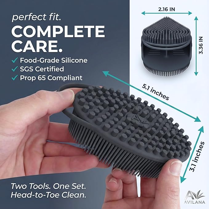 Avilana Premium Body Scrubber and Face Brush Set - Image 6