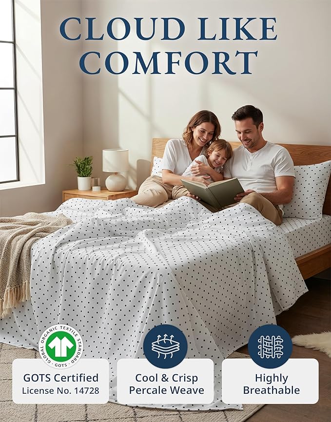 LANE LINEN 100% Organic Cotton Printed California King Sheets Set, Fully - Image 2
