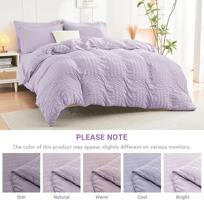 HYMOKEGE Lavender Twin XL Comforter Set Seersucker 5 Pieces, All Season Luxury - Image 6