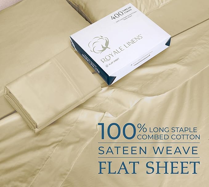 Royale Linen 400 Thread Count 100% American Grown Cotton Flat Sheet - Image 2