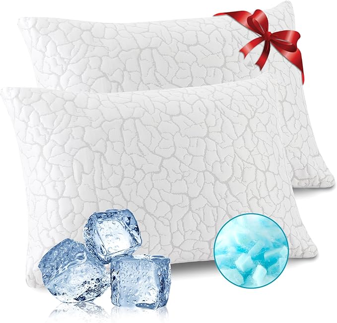Cooling Pillows for Sleeping 2 Pack, Adjustable Shredded Memory Foam Pillows by WGAKCED